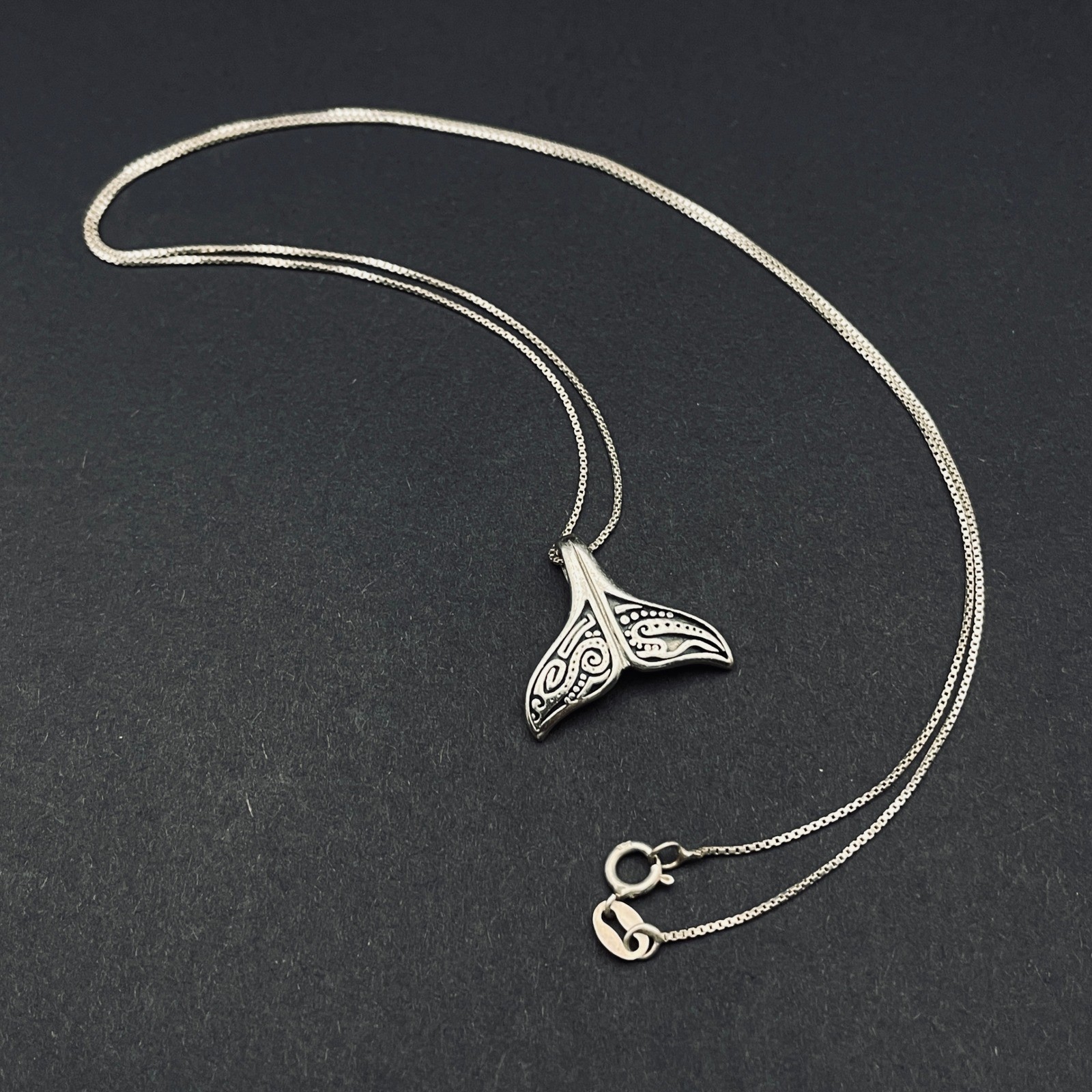 Sterling Silver Aboriginal Orca Whale Tail Necklace Unisex Peter Stone Co PSCL