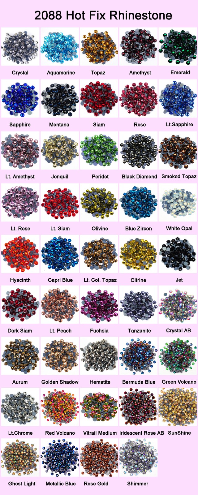 2088 Hotfix Crystals Strass Rhinestones Flat Back Glass Stones HotFix Iron On