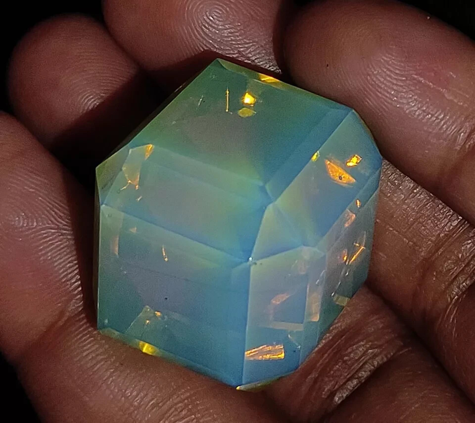Green Opal Cube Welo Australian Certified Untreated Natural 121.85 Ct Gemstone