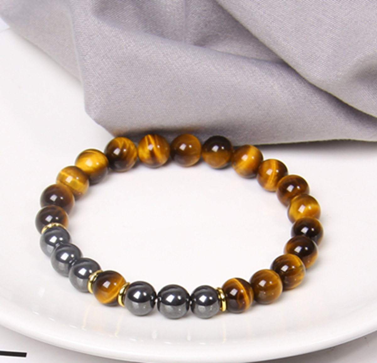 Ntural Tiger Eye Bead Bracelet Energy Hematite Weight Loose Anti-anxiety Jewelry
