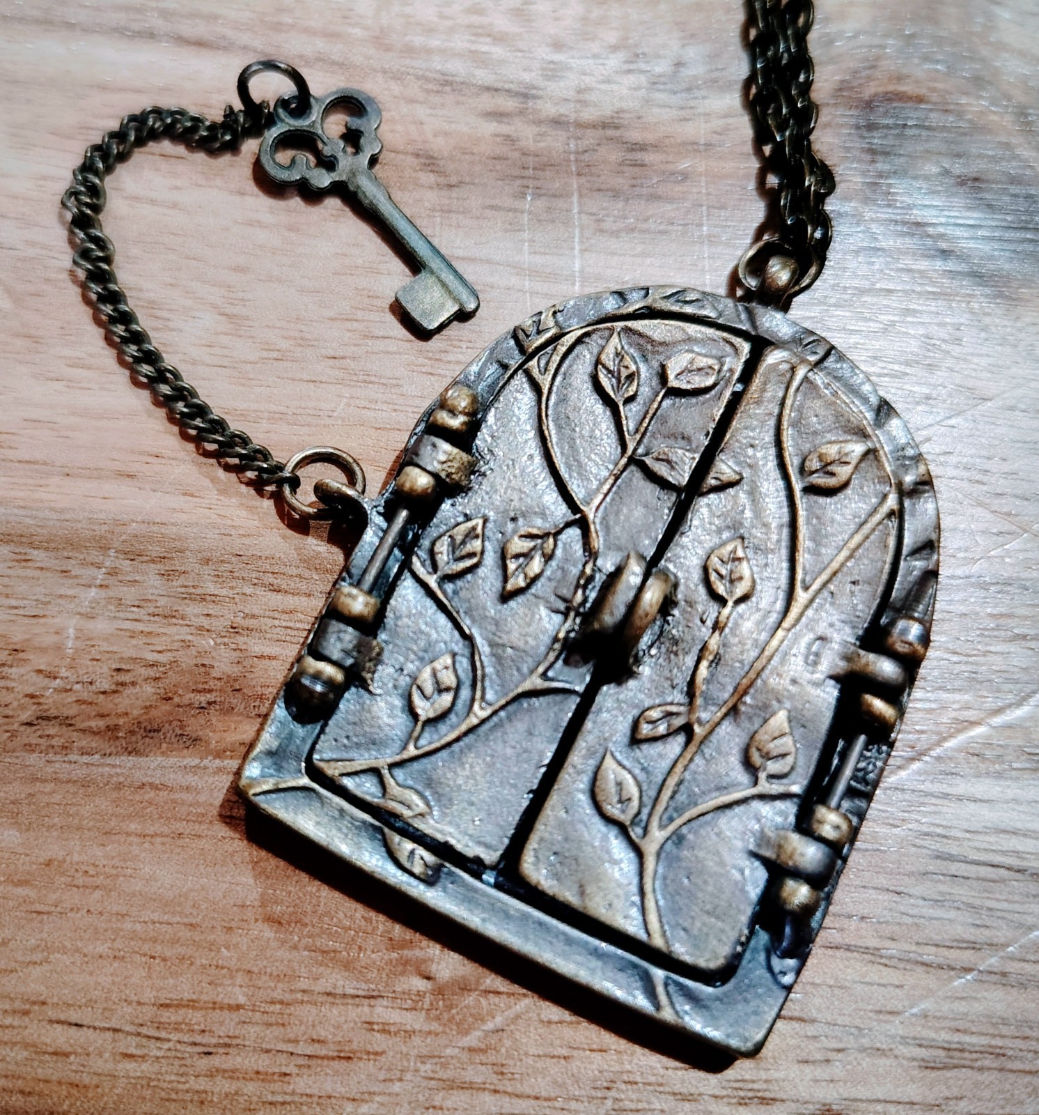 Victoria Trading Company Fairy Door Locket Antiqued Brass Tone With Skeleton Key