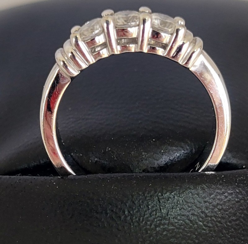 “DQ” Diamonique – Sterling Silver 3-stone CZ ring