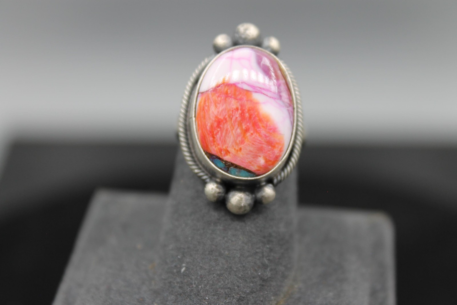 Pink Dahlia and Sterling Silver Ring size and pattern varies