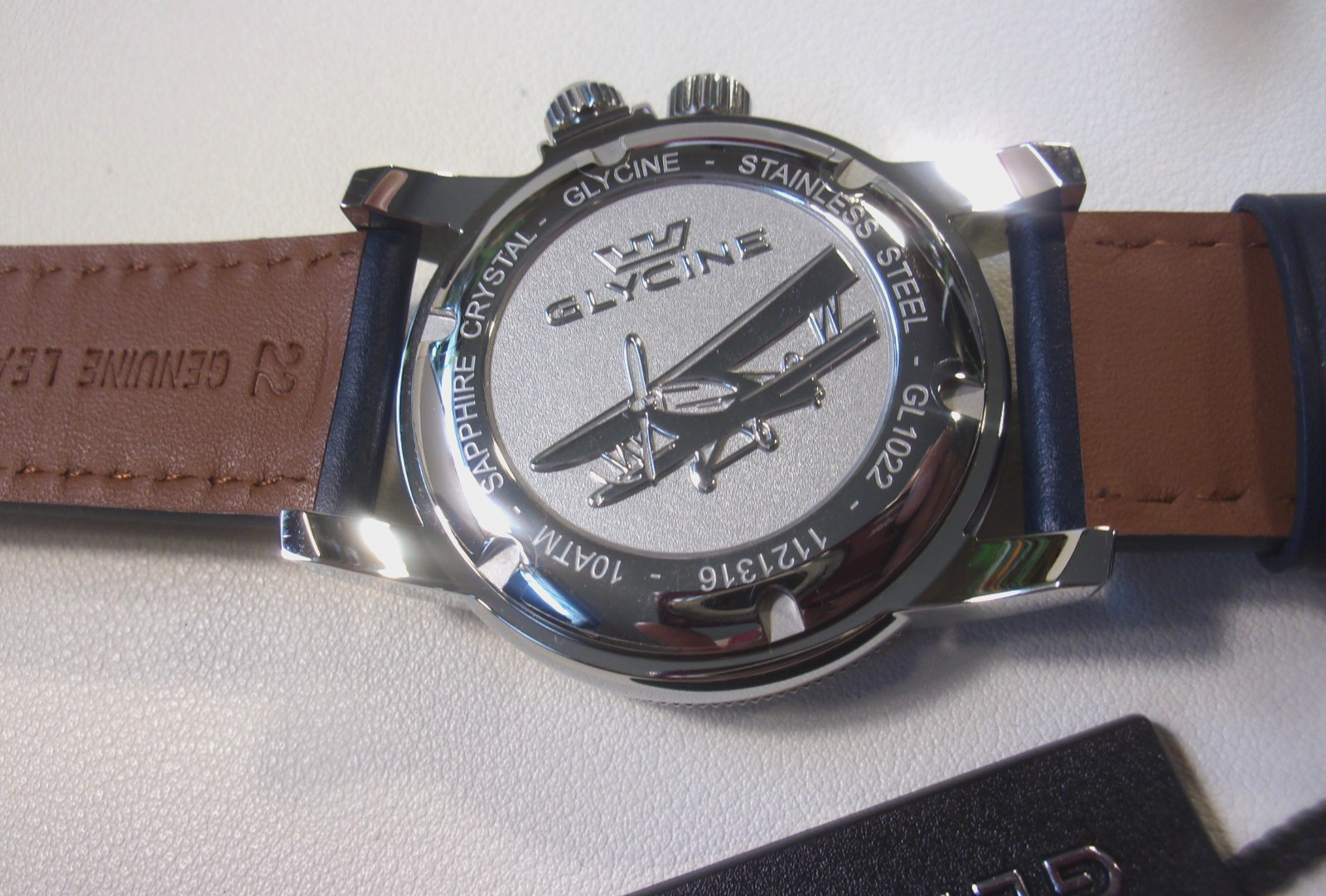Glycine Airman World Timer GL1022, Quartz. Dual time. Blue. 41mm. New in box.