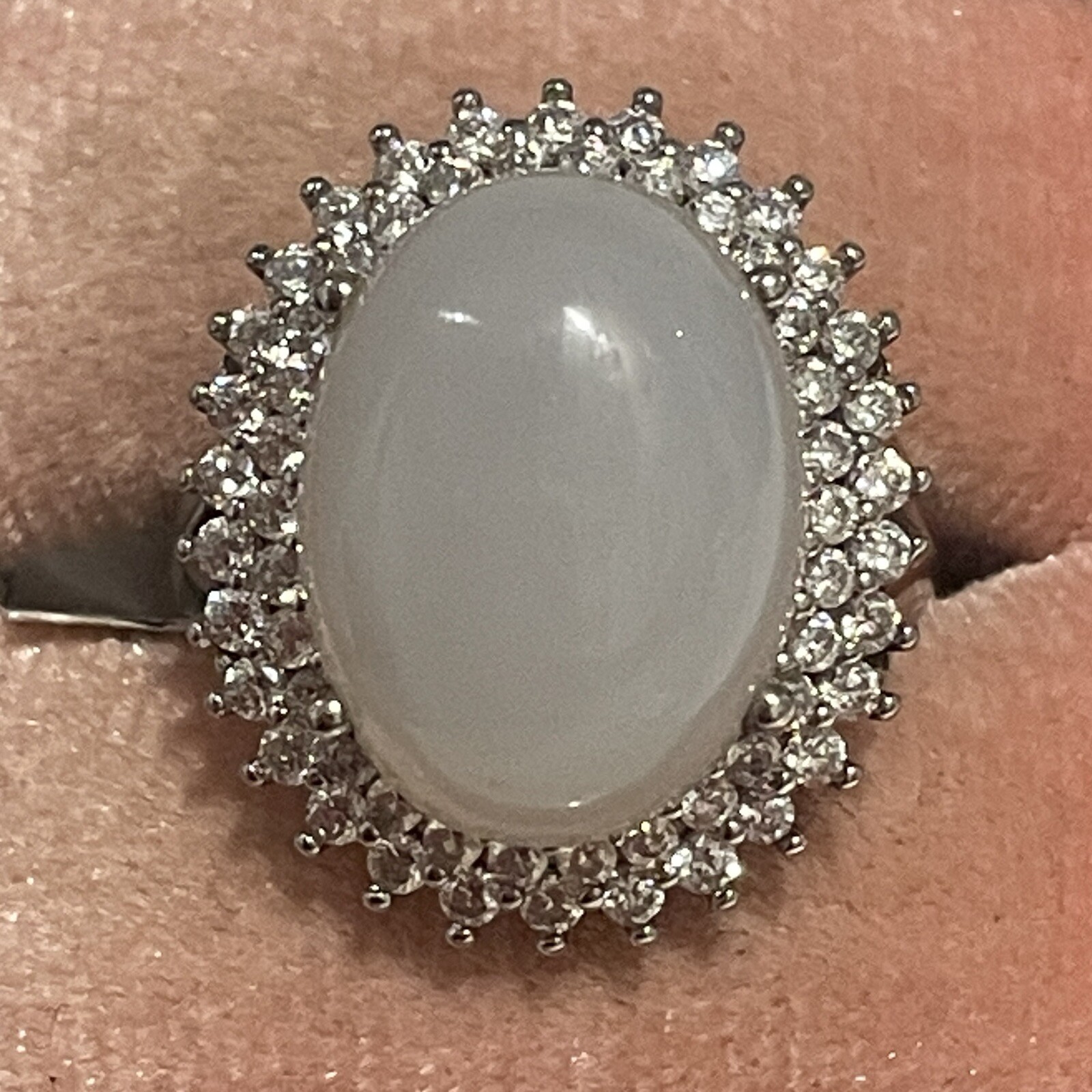 Imported 925 Genuine Natural Lavender Chalcedony Cabochon Sz7 NWT