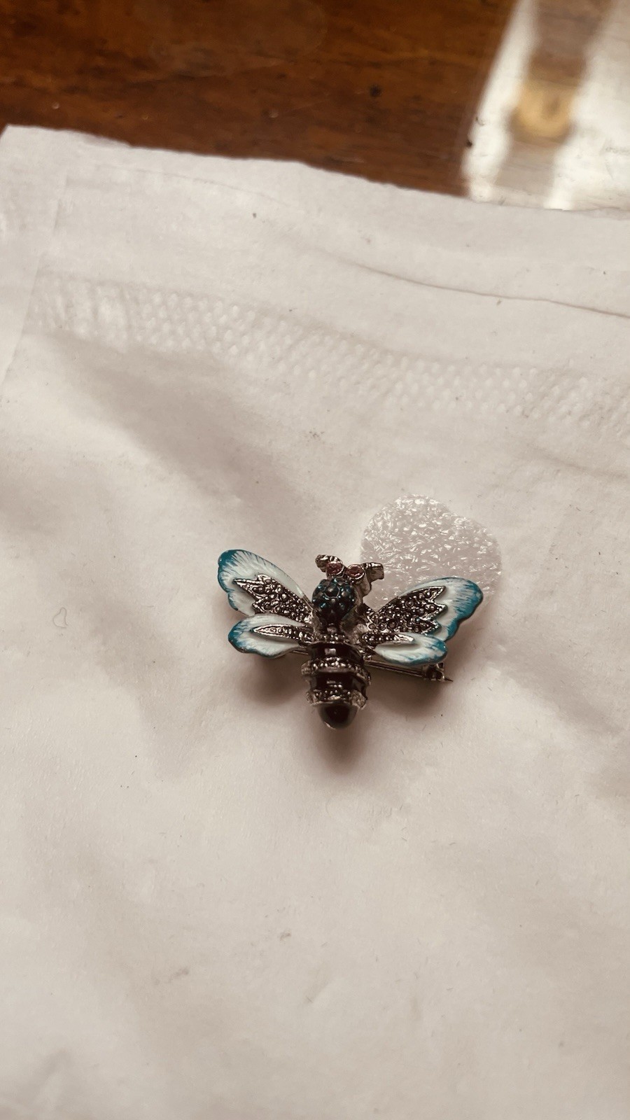 Art Deco Bee Brooch Pin, VTG, Crystals, Enameled Details.