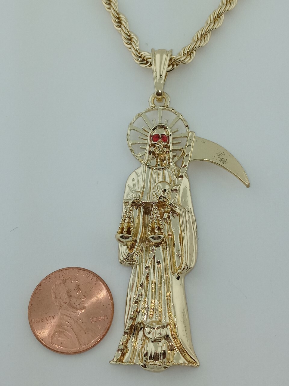 Grim Reaper pendant with necklace , Dije de la Santa Muerte con cadena hermoso
