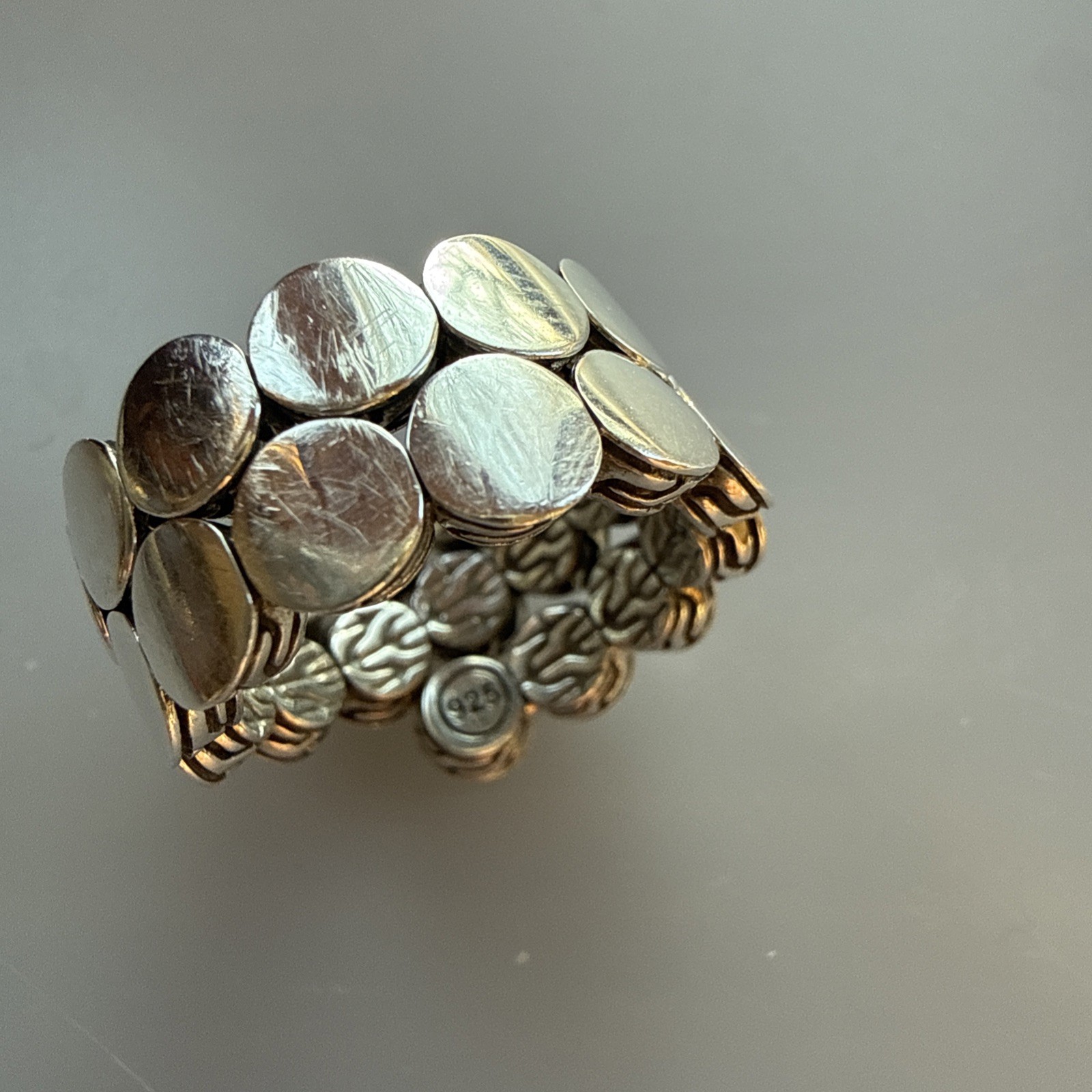 JOHN HARDY STERLING SILVER DOT DOUBLE COIL RING -SIZE 7