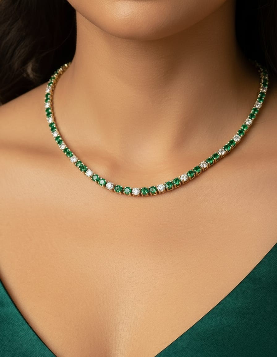 14 Ct Round Cut Diamond Created Party Wear Choker Necklace Chain 925 Silver