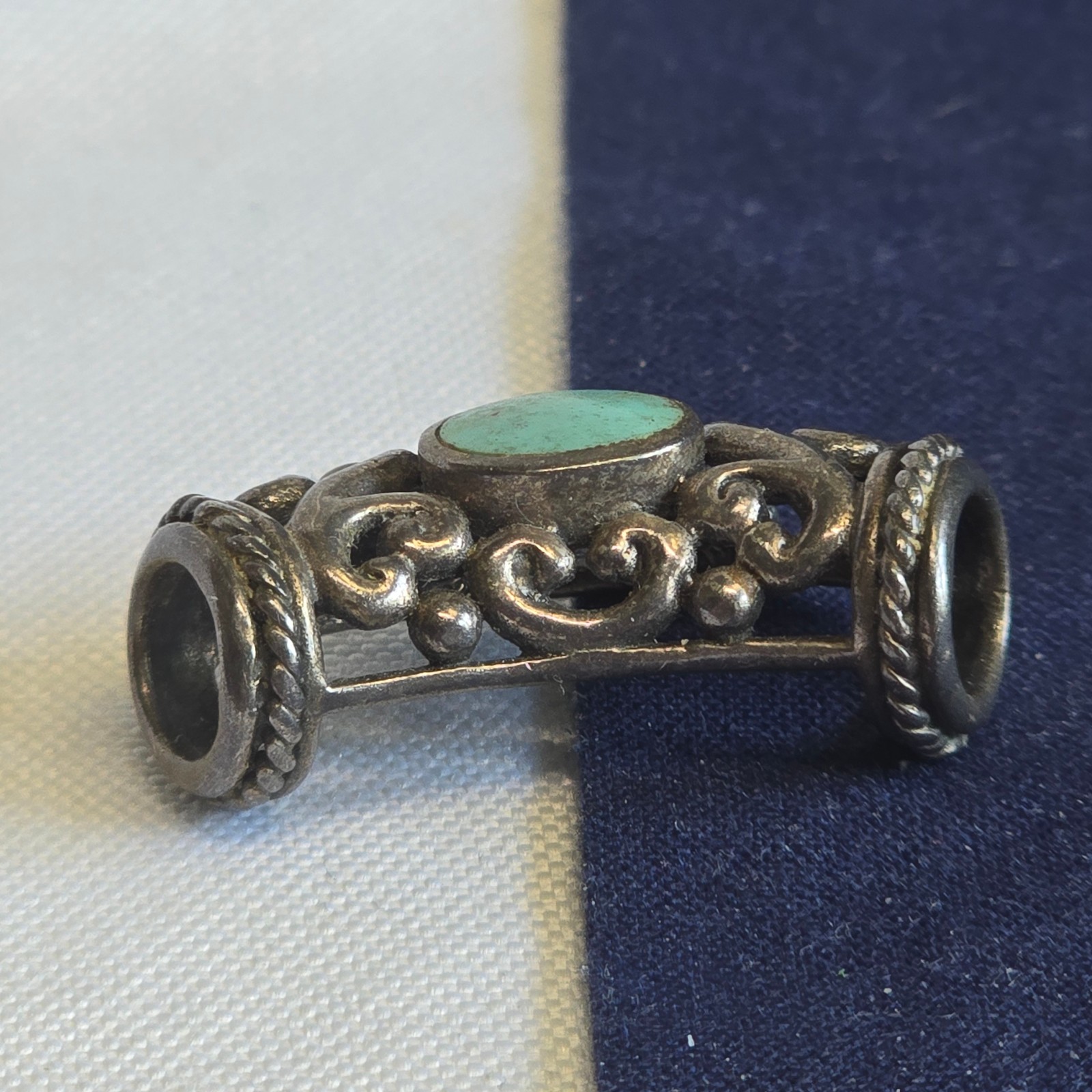 Sterling Silver Slider Charm 8.05g Fine Jewelry Turquoise look *READ*