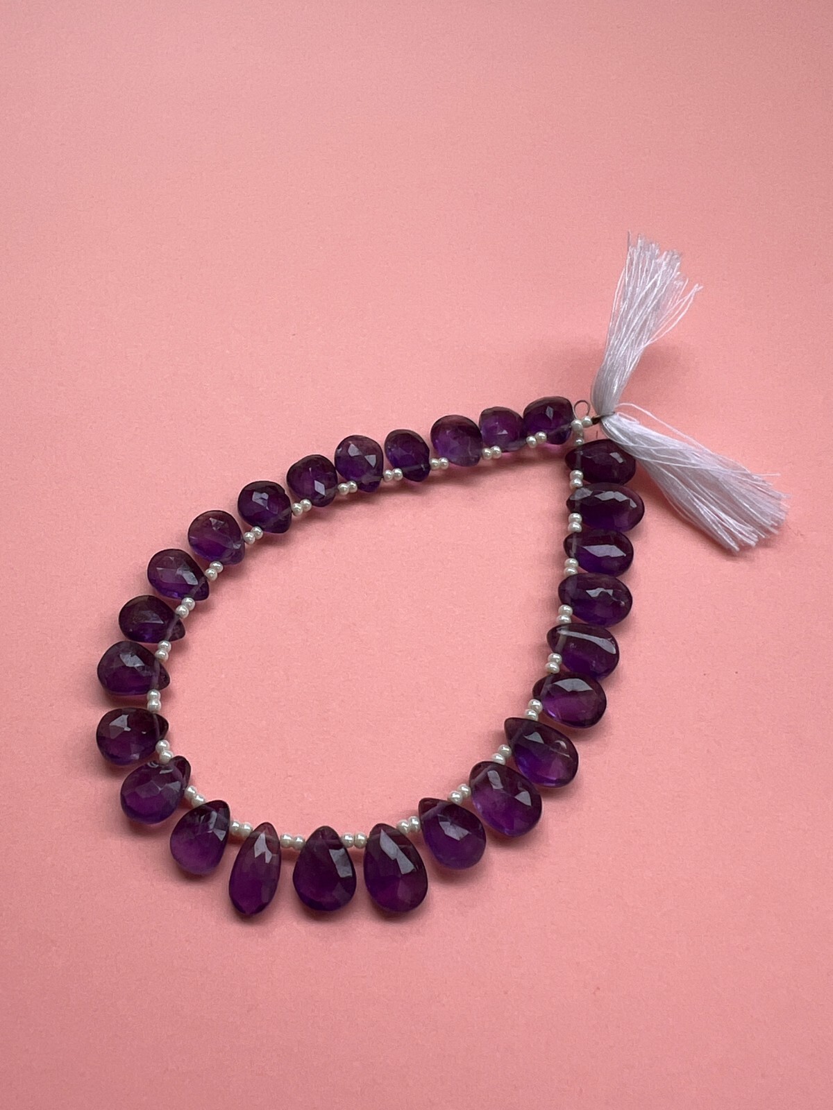 Natural Amethyst Faceted Pear Briolette Beads 1 Strand 8-9mm Teardrop Gemstone