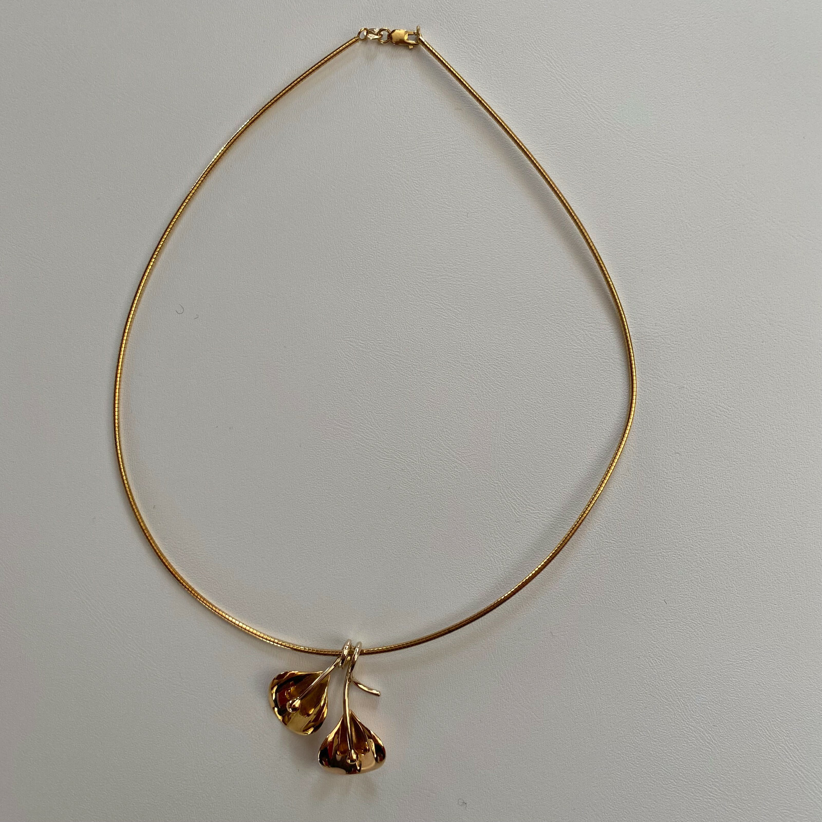 18K Rose & Yellow Gold Necklace 16 inch French – Collier Or 40 cm Vintage France