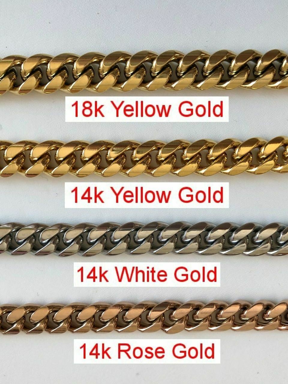 Miami Cuban Link Bracelet 14k 18k Yellow Rose Silver Gold Plated Stainless Steel