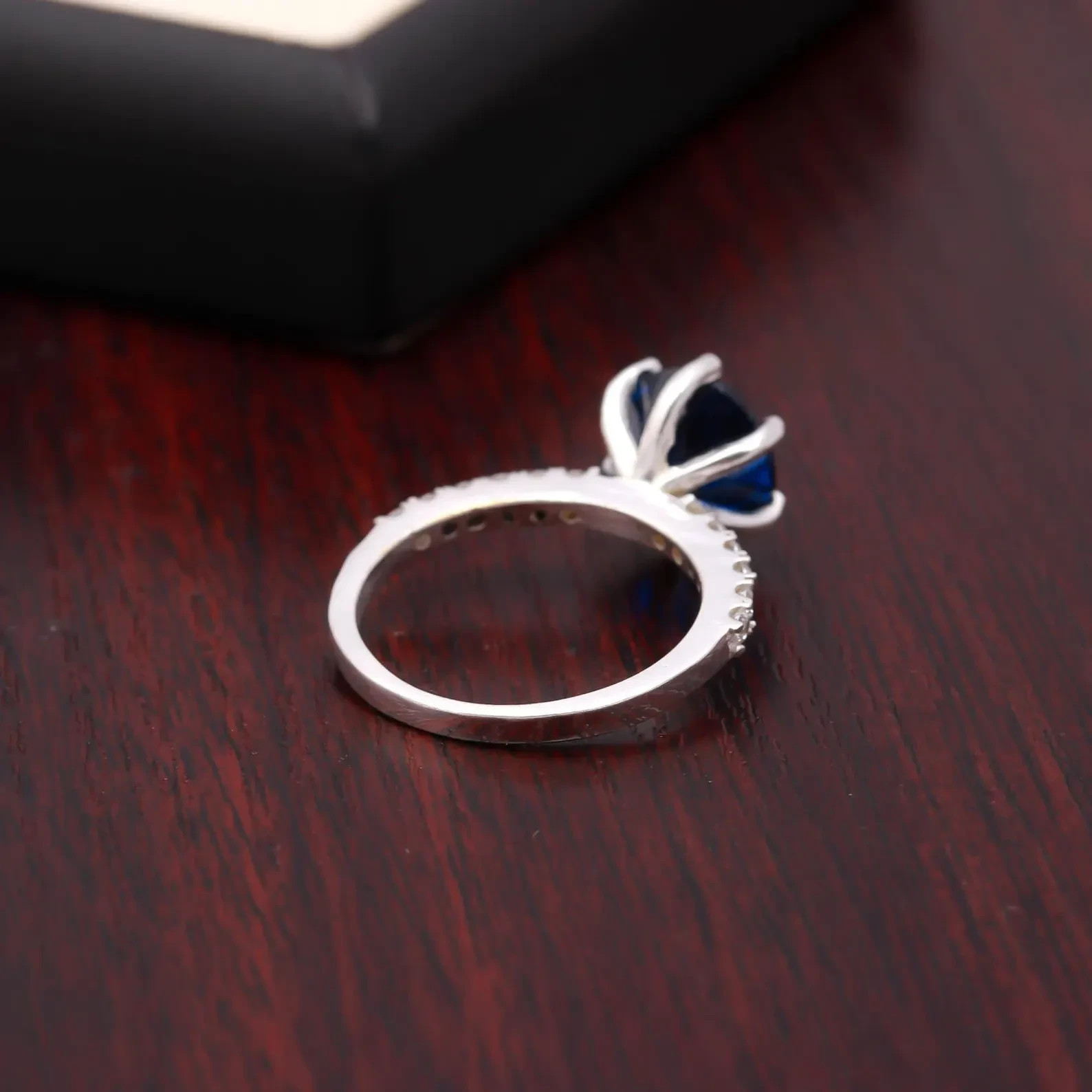 2.38 Ct Round Cut Natural Sapphire Diamond Wedding Ring 14K Solid White Gold 5