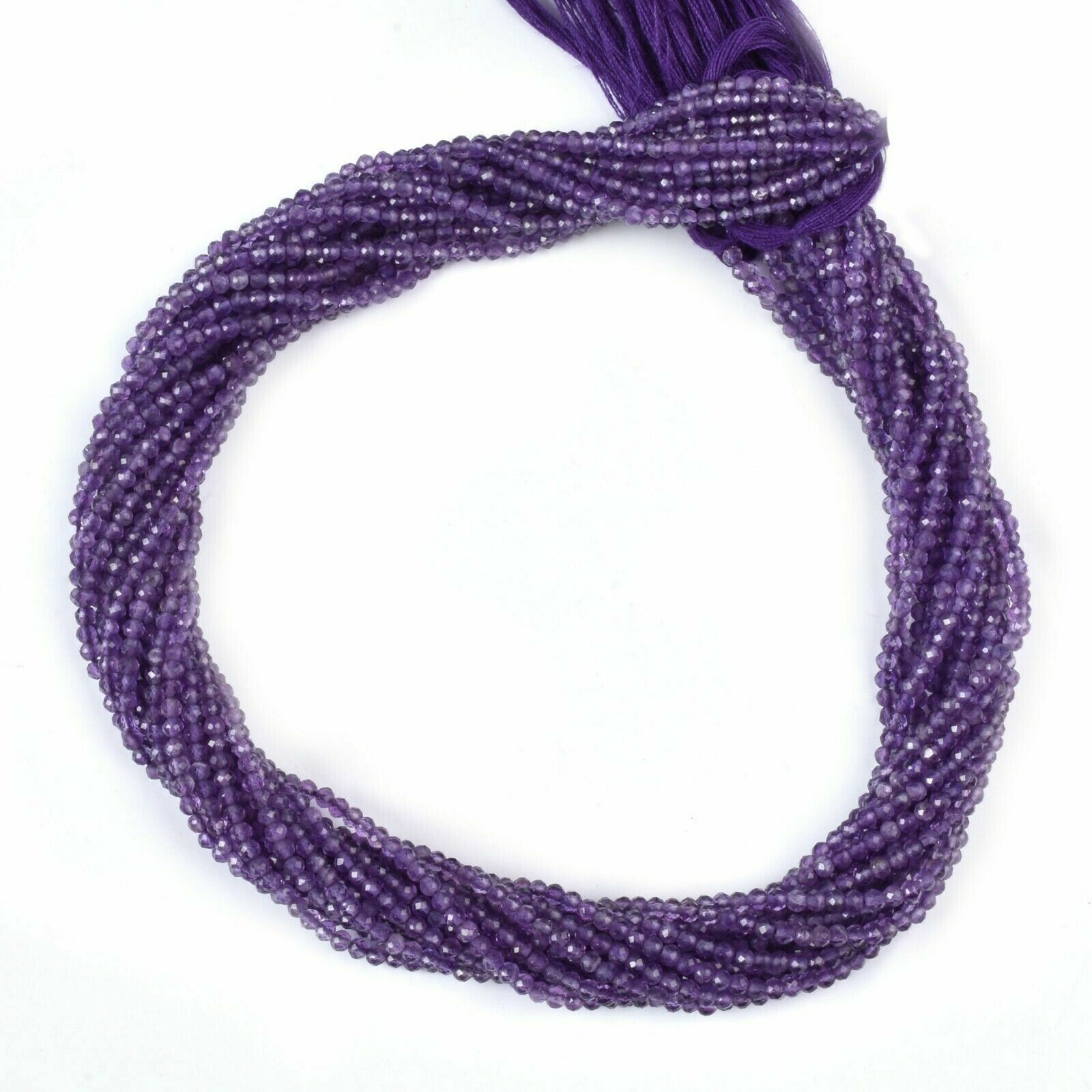 Amethyst Rondelle Faceted 2mm, Natural Amethyst Loose Beads 12″inch 5 Strand