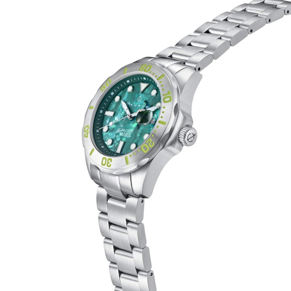 Pacific Automatic Teal Abalone Dial / Stainless Steel Bracelet Teal Abalone Dial