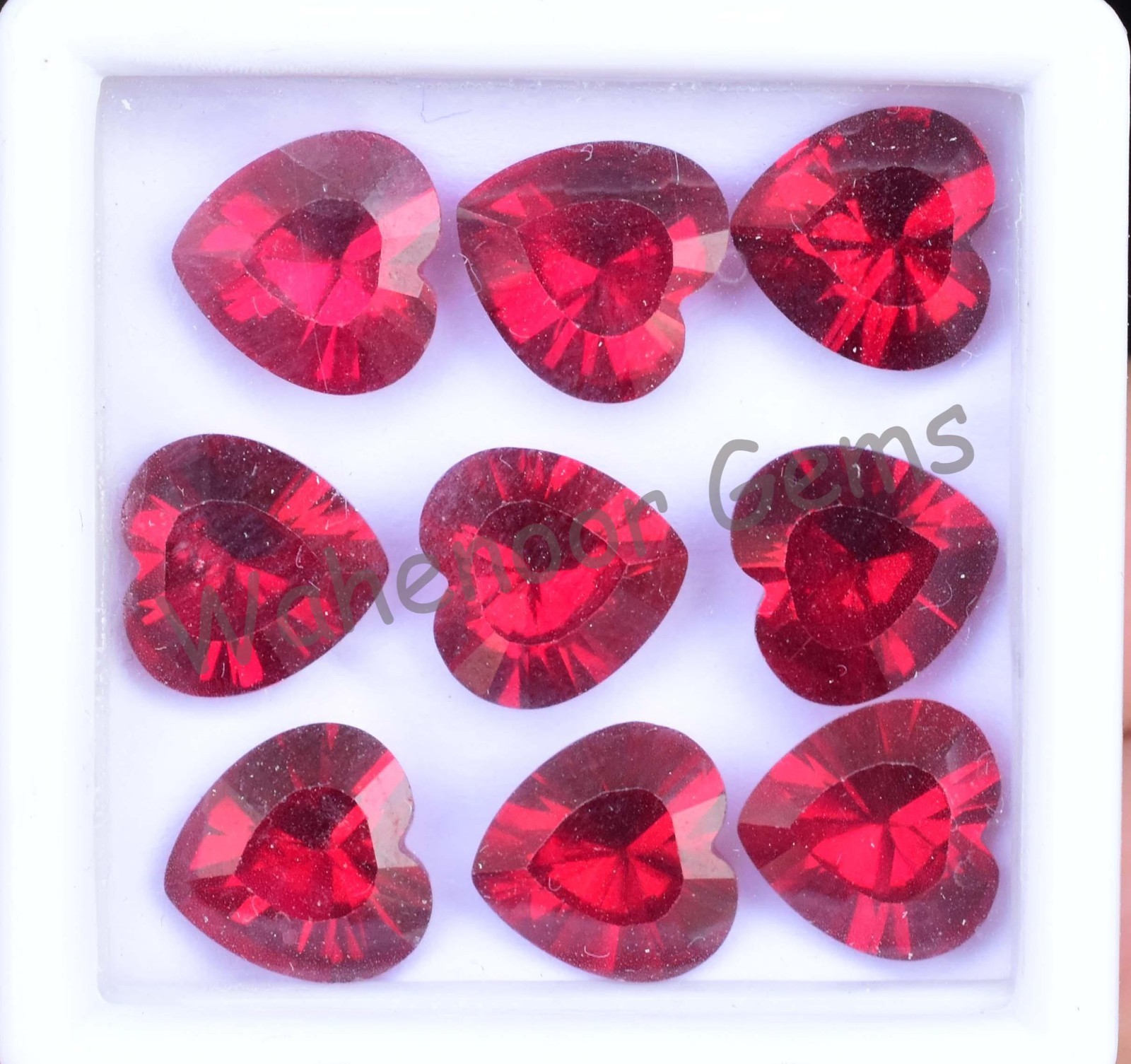 9 Pcs Natural Red Mogok Ruby Heart Shape 9.90 MM Certified Loose Gemstone
