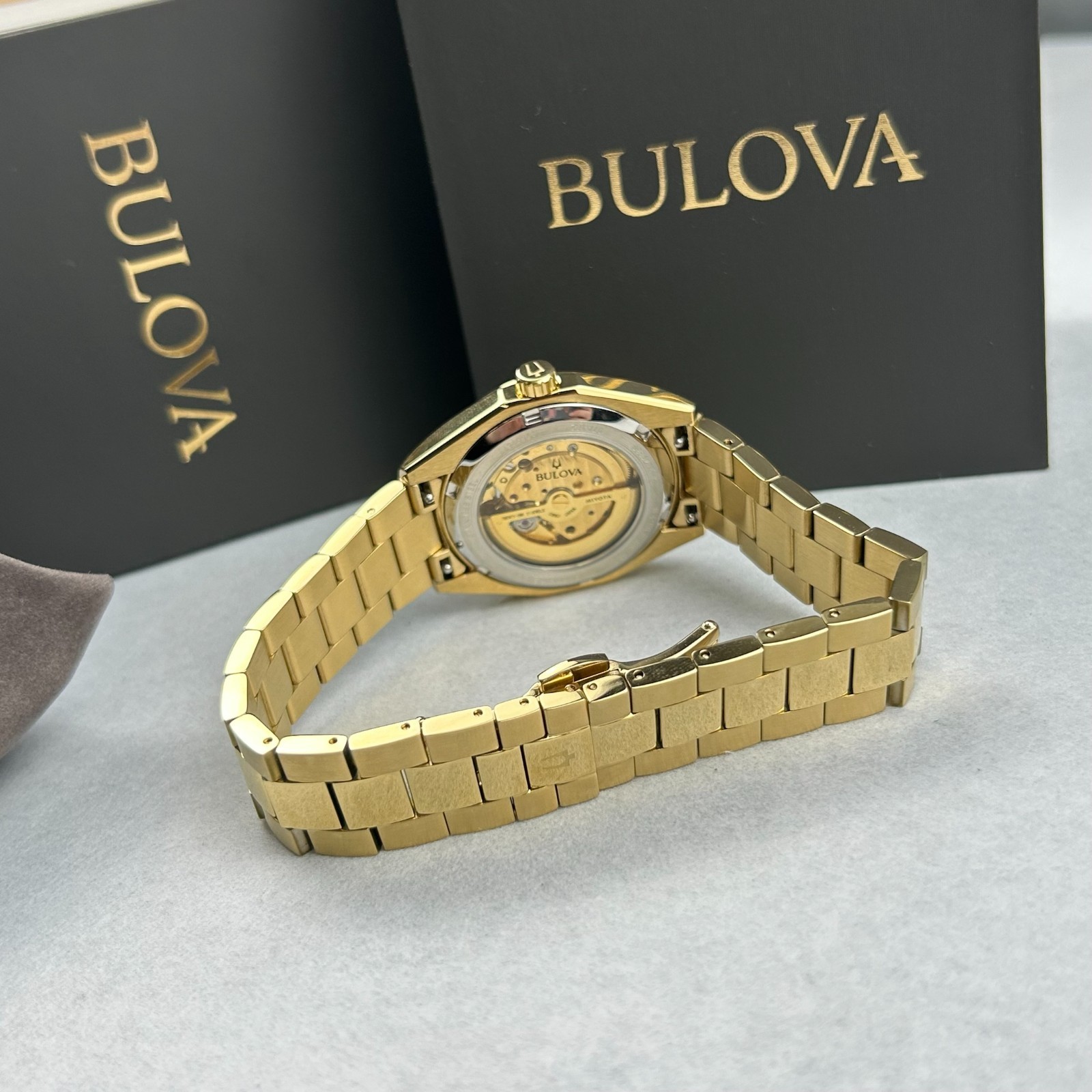 Bulova Men’s 97A182 Surveyor Champagne Dial Gold Stainless Steel Automatic Watch