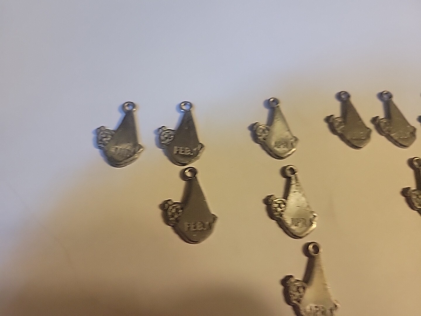 23 Metal STORK BABY Charm Pendants 10 Months VINTAGE 1st Of Month Dates 1 Inch