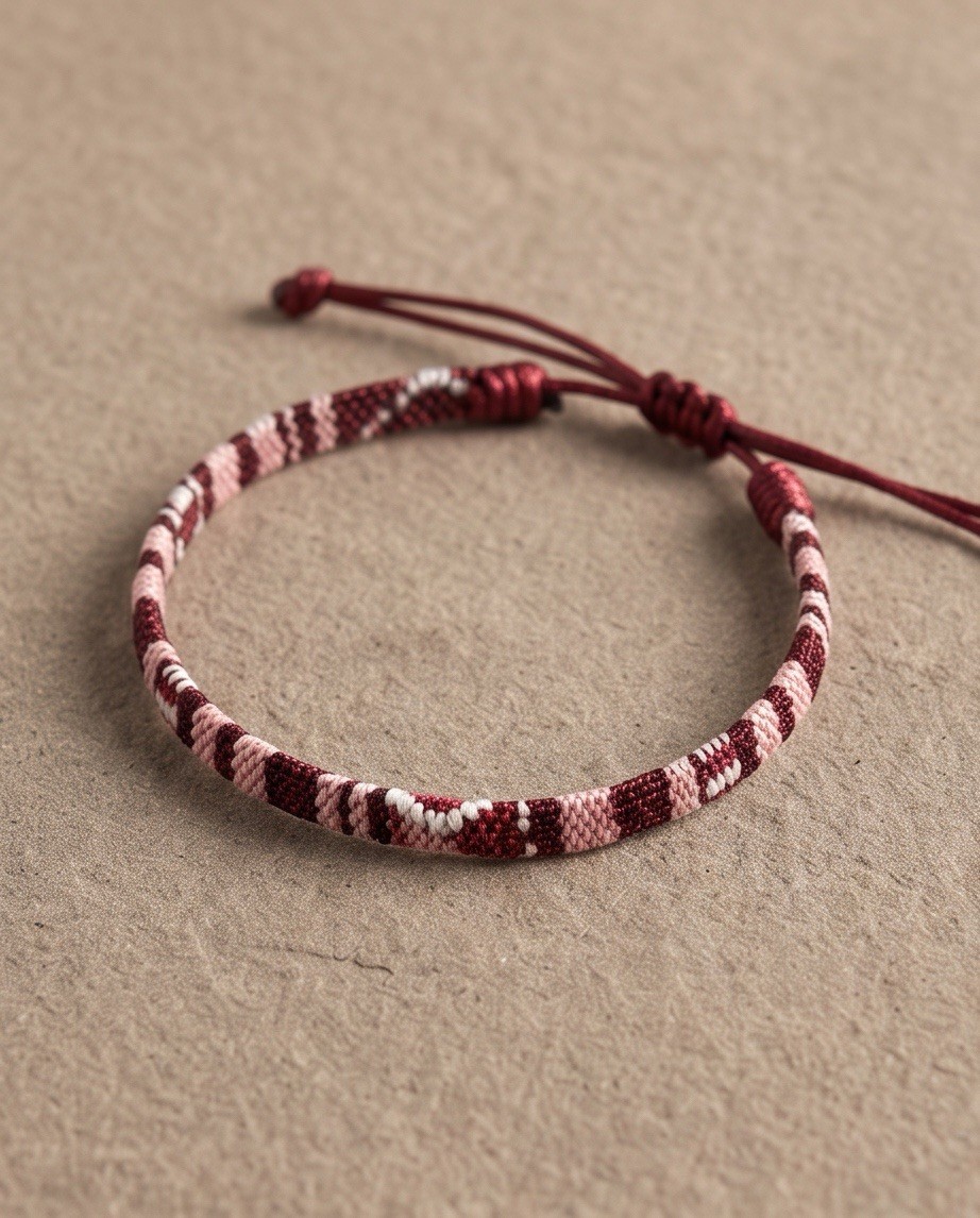 New Woven Cord Wrap Bracelet Adjustable Drawstring Burgundy Pink White Black