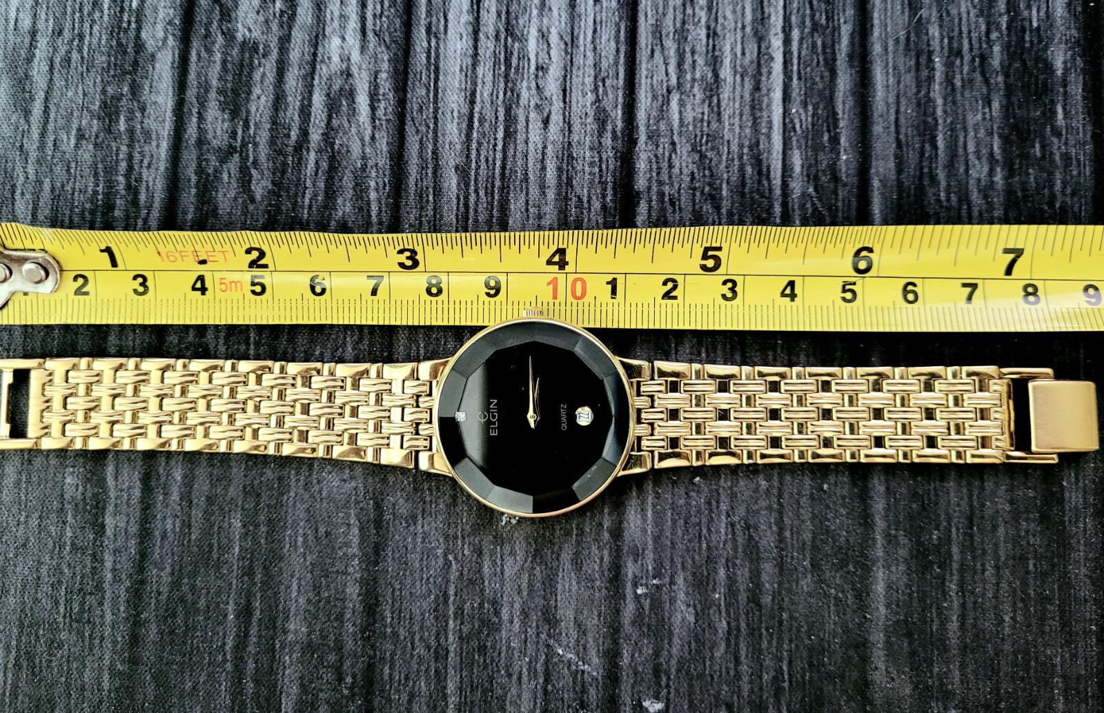 Rare Unisex Elgin Diamond Dial Faceted Crystal Dress Watch