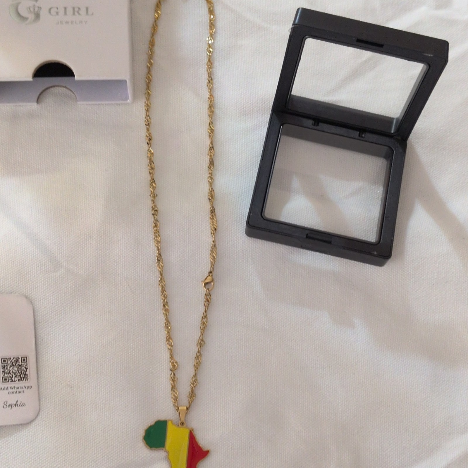 G Girl Jewelry Africa Map Flag Enamel Pendant Rope Chain Necklace Lobster