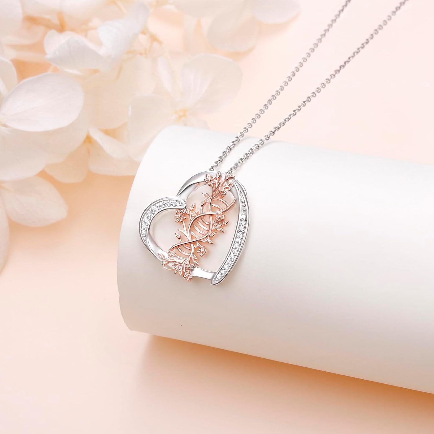 DNA Double Helix Chemistry Necklace 925 Sterling Silver Heart Pendant Gift Women