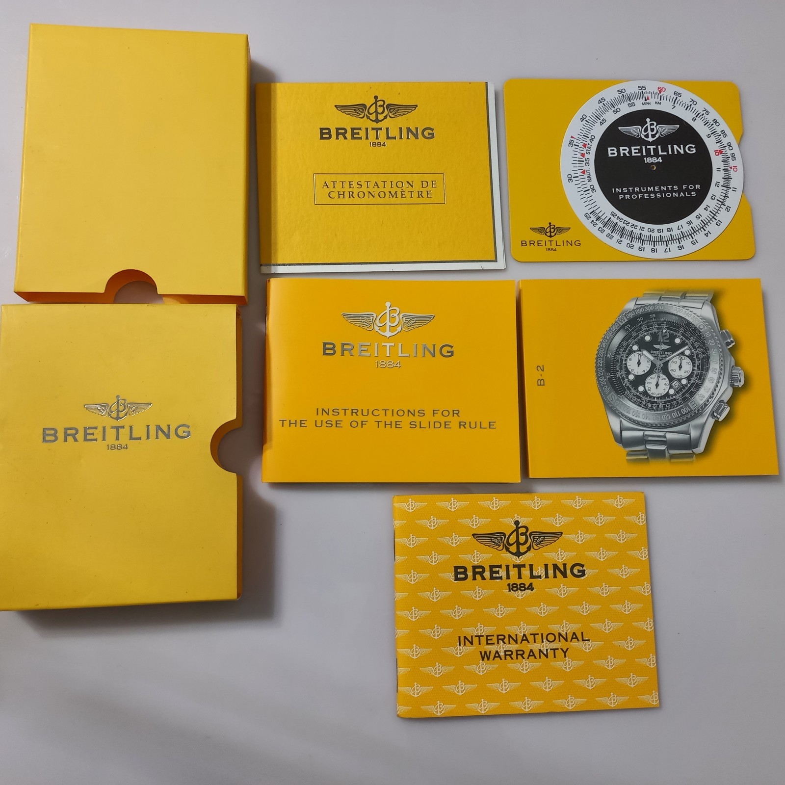 Breitling B-2 A42362 Full Document Set – Warranty, COSC & Slide Rule User Manual