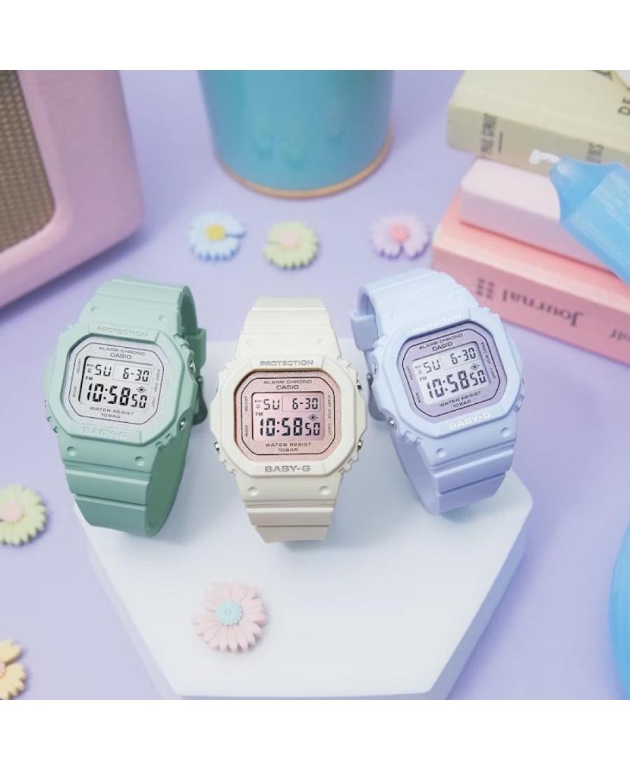 CASIO Child Digital Quartz Casual Watch Classic Dress Pink Dial Waterproof Recta