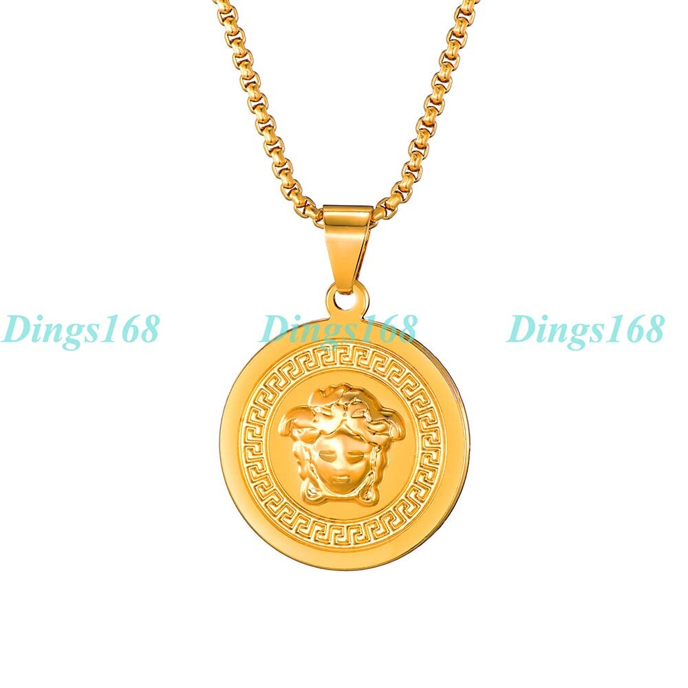 Real 18K Gold Filled Tarnish-Free Medal Medallion Pendant+18″ Necklace Set P192