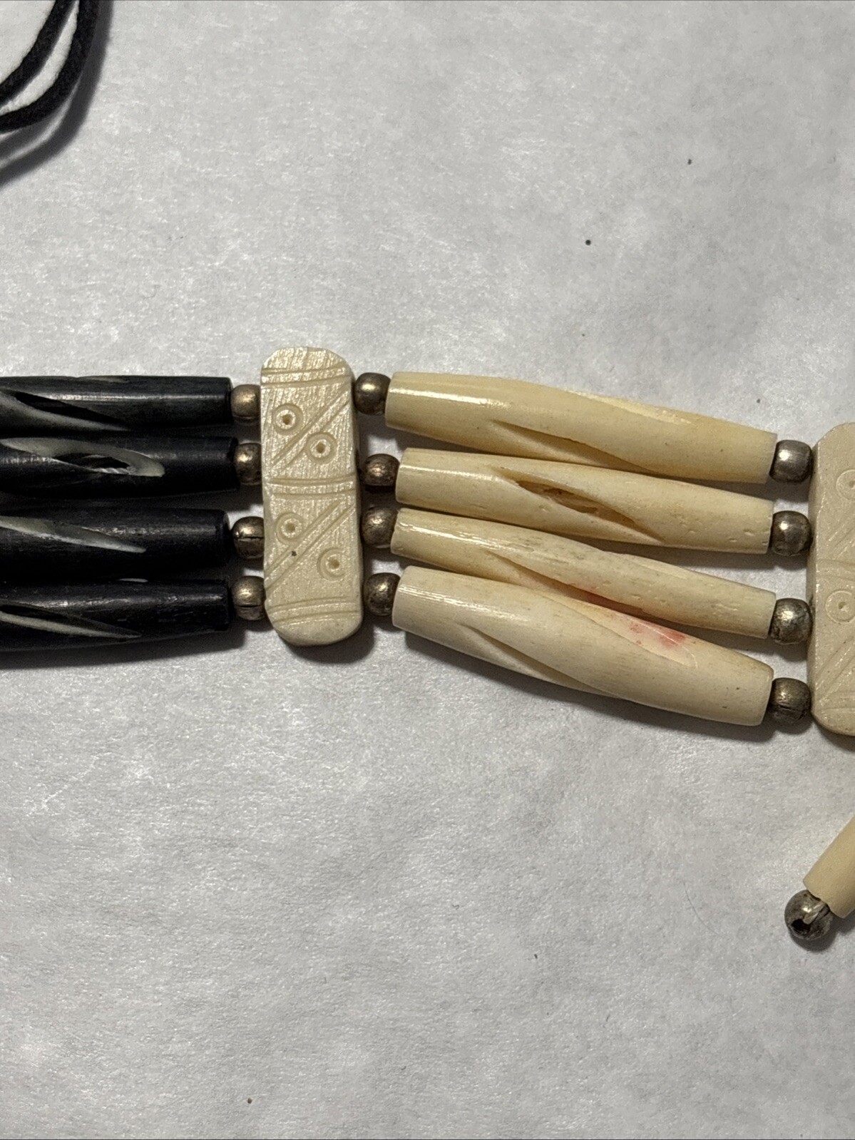 2 Beautiful Necklaces, Puka Shell Spiked & Black & Cream Hairpipe Buffalo Bone