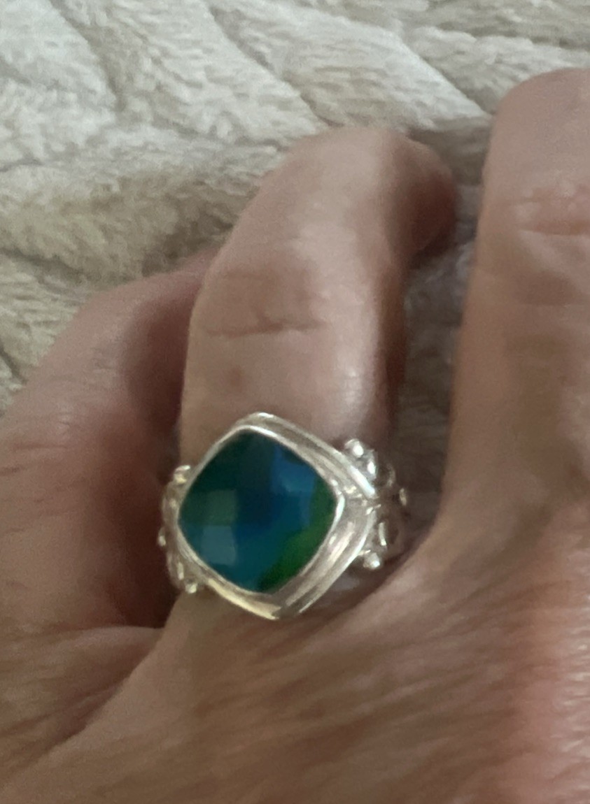 SAJEN Sterling Silver & Caribbean Blue Quartz Cocktail Ring Size 7