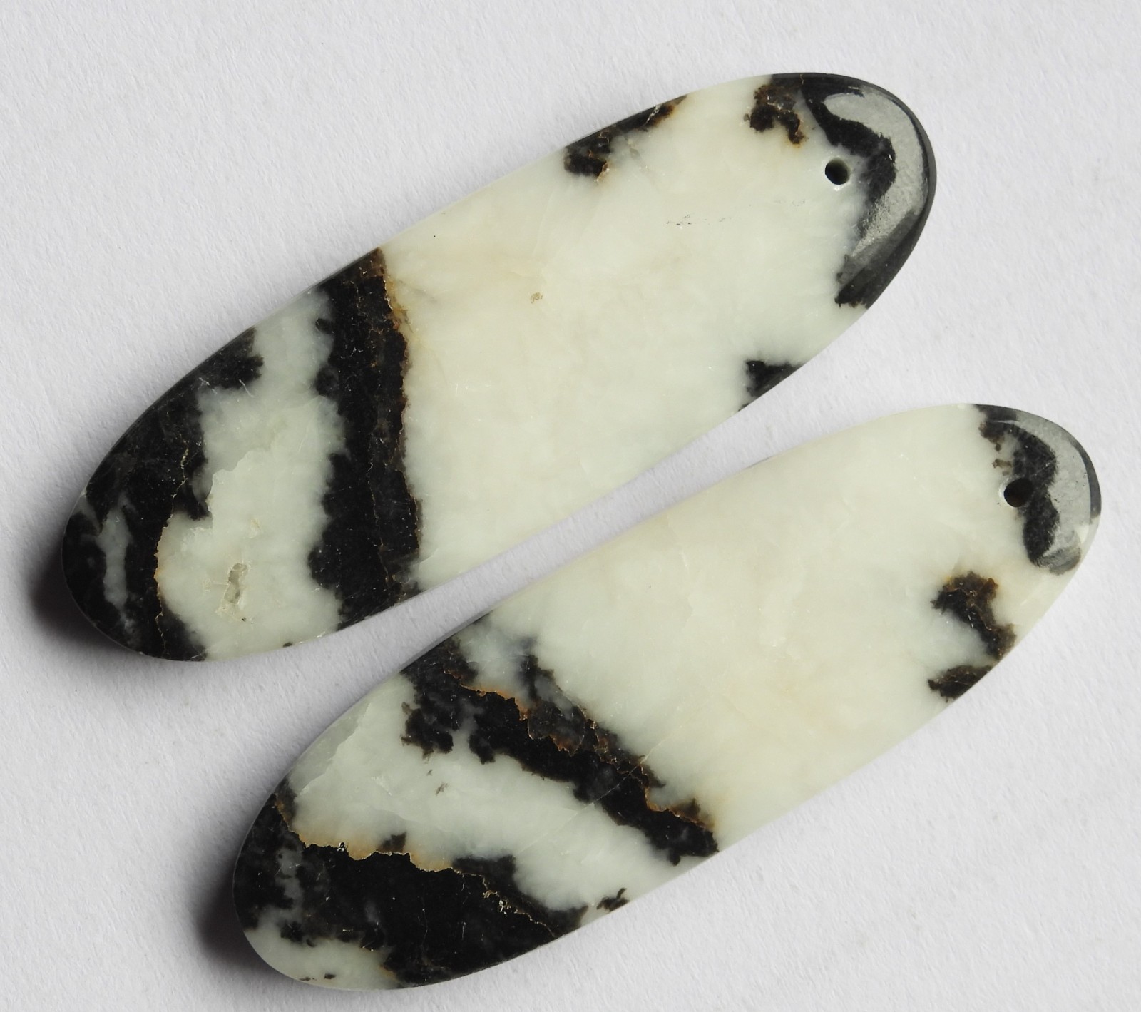 87.55 Ct Natural Zebra Jasper(48m X 16.3mm each) Drilled Cabochon Match Pair