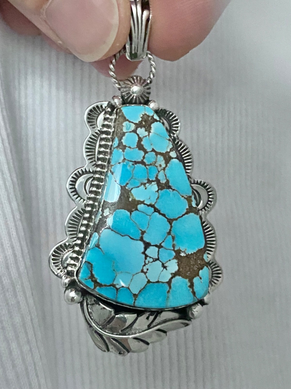 BRAND NEW Appaloosa Turquoise Stamped Floral Pendant 925 Silver