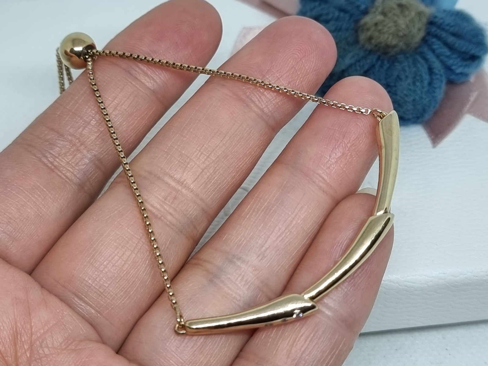 BOXED Genuine Pandora 18K Gold Plated Flower Stem Slider Bracelet 23cm 💕