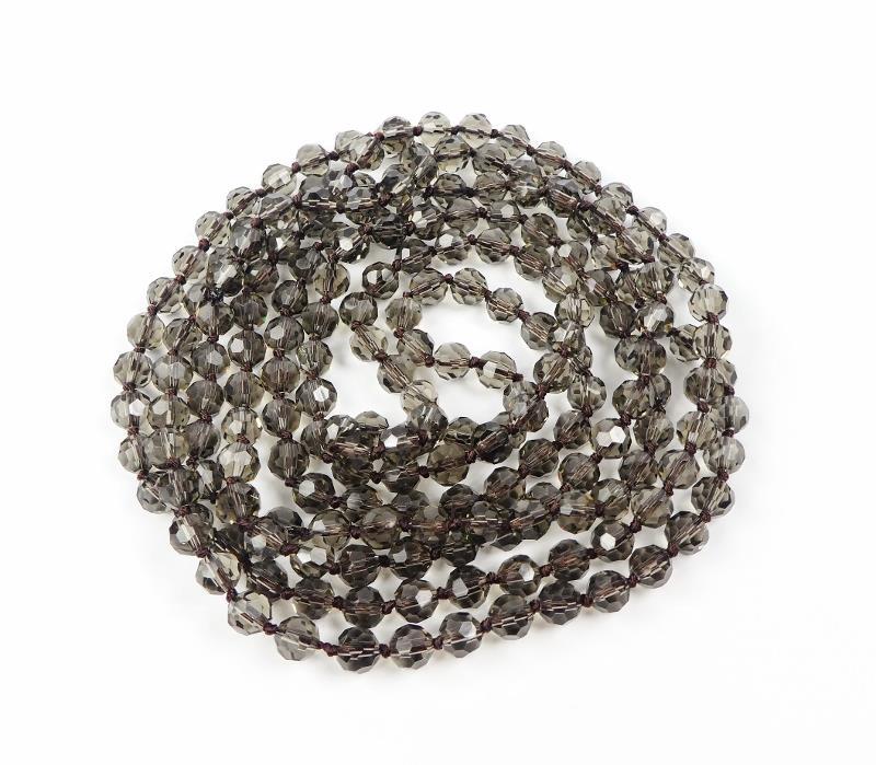 Sparkling Faceted Dark Gray Crystals Bead Knotted 72″ Long Strand Wrap Necklace