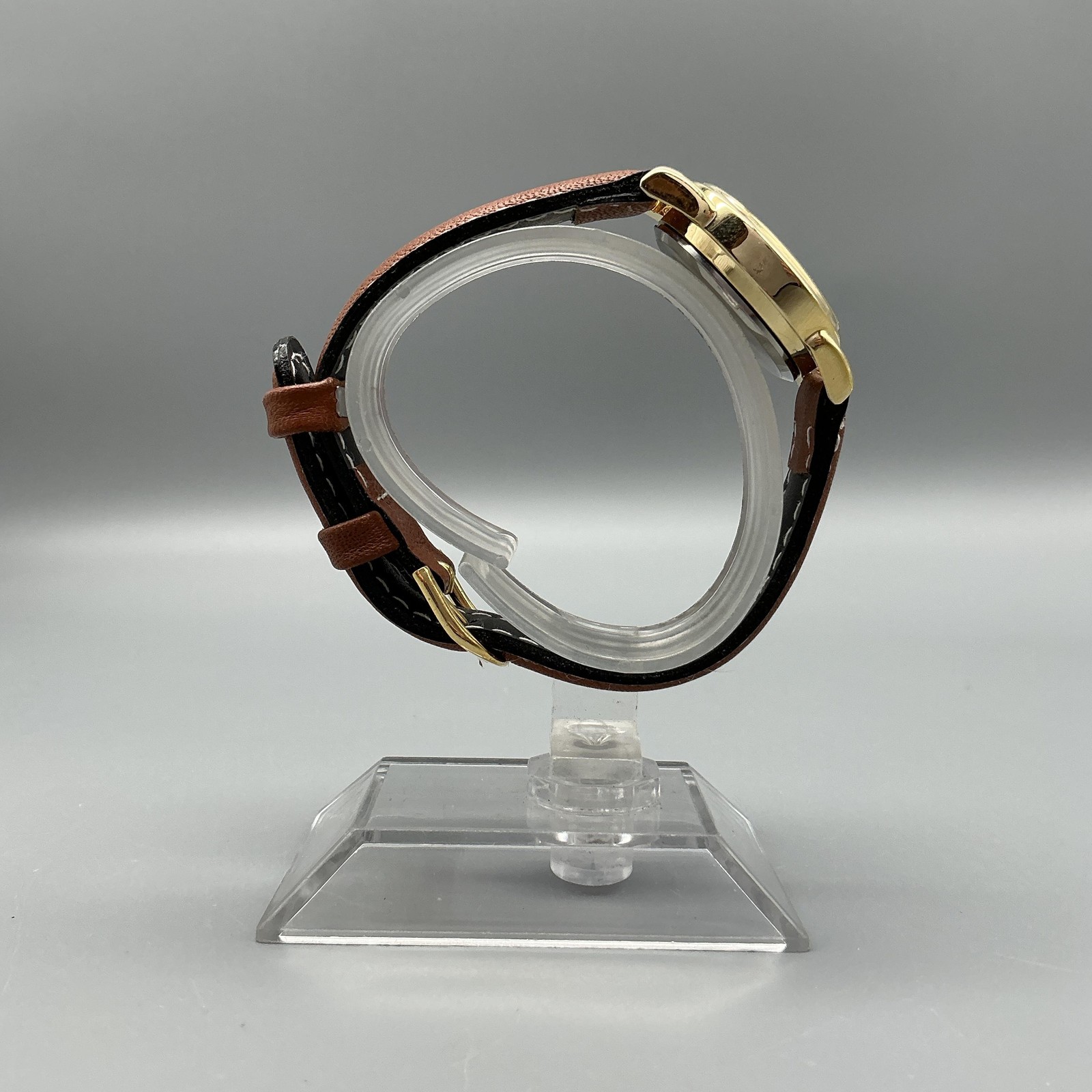 Boeing Womens Watch 25mm Day Night Moon Phase Gold Tone Leather Date New Battery