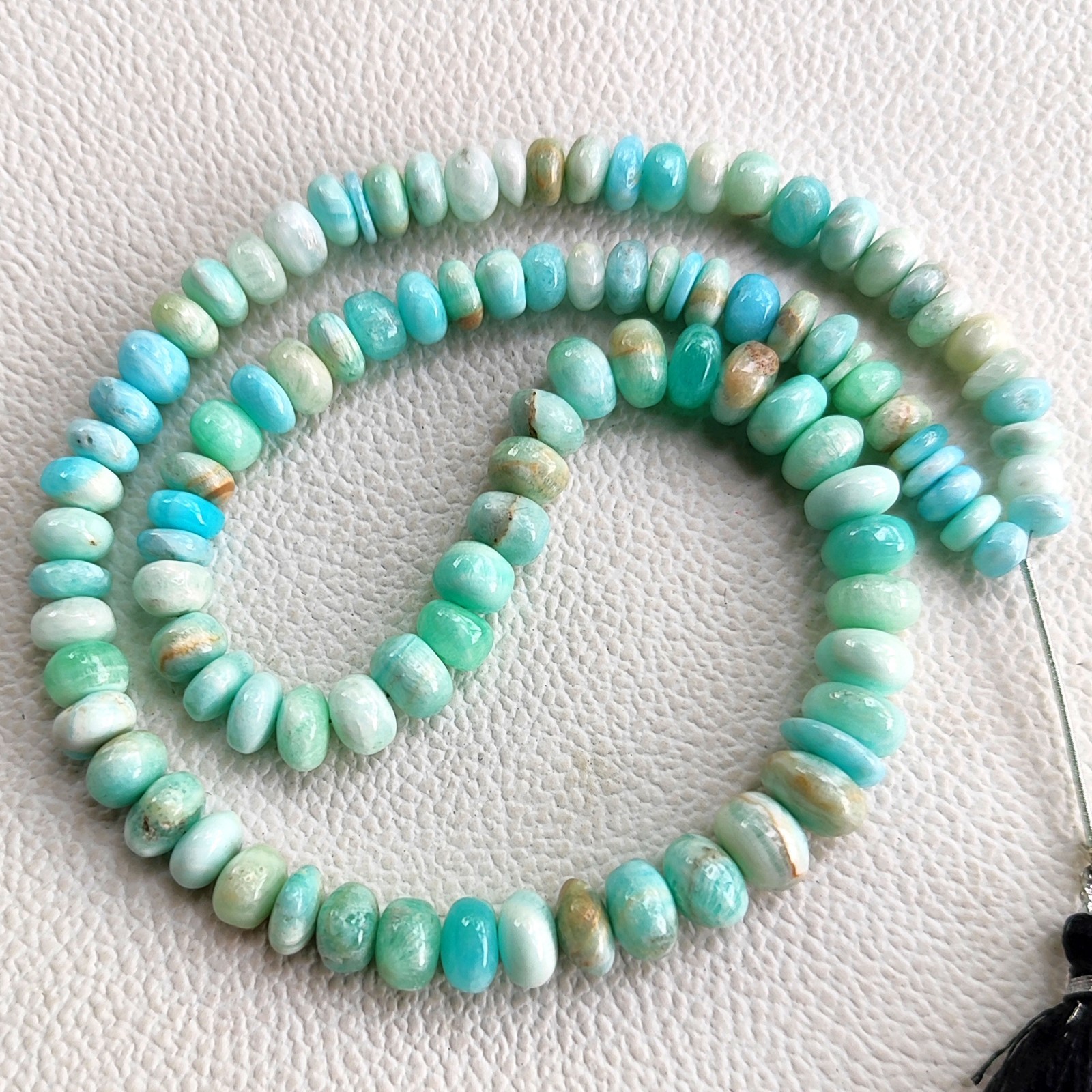 Natural Blue Aragonite Beads 5.5-9mm Smooth Rondelle 17″ Strand Argentina
