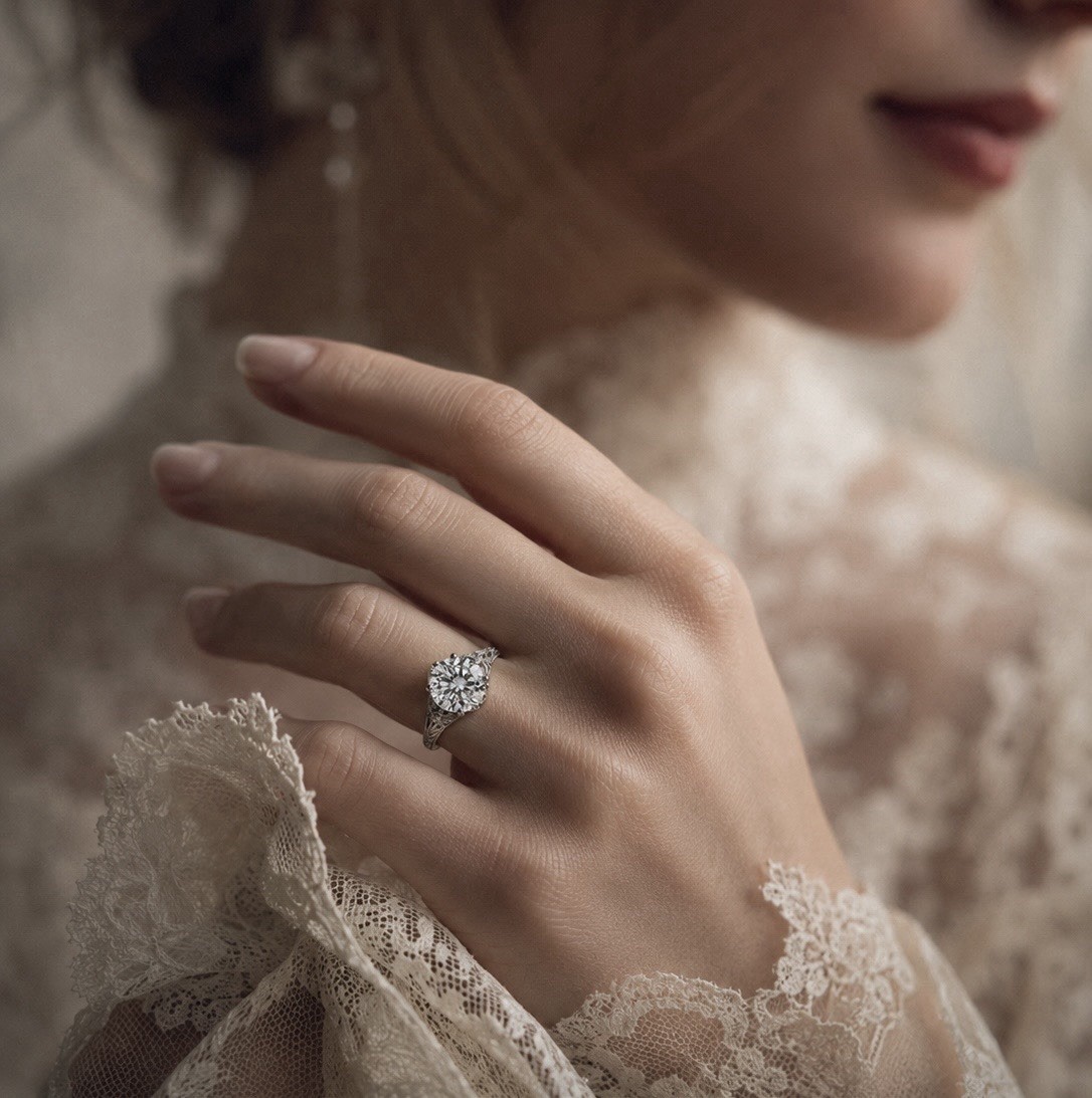 Antique Edwardian GIA Diamond Platinum Engagement Ring 1.60 ctw
