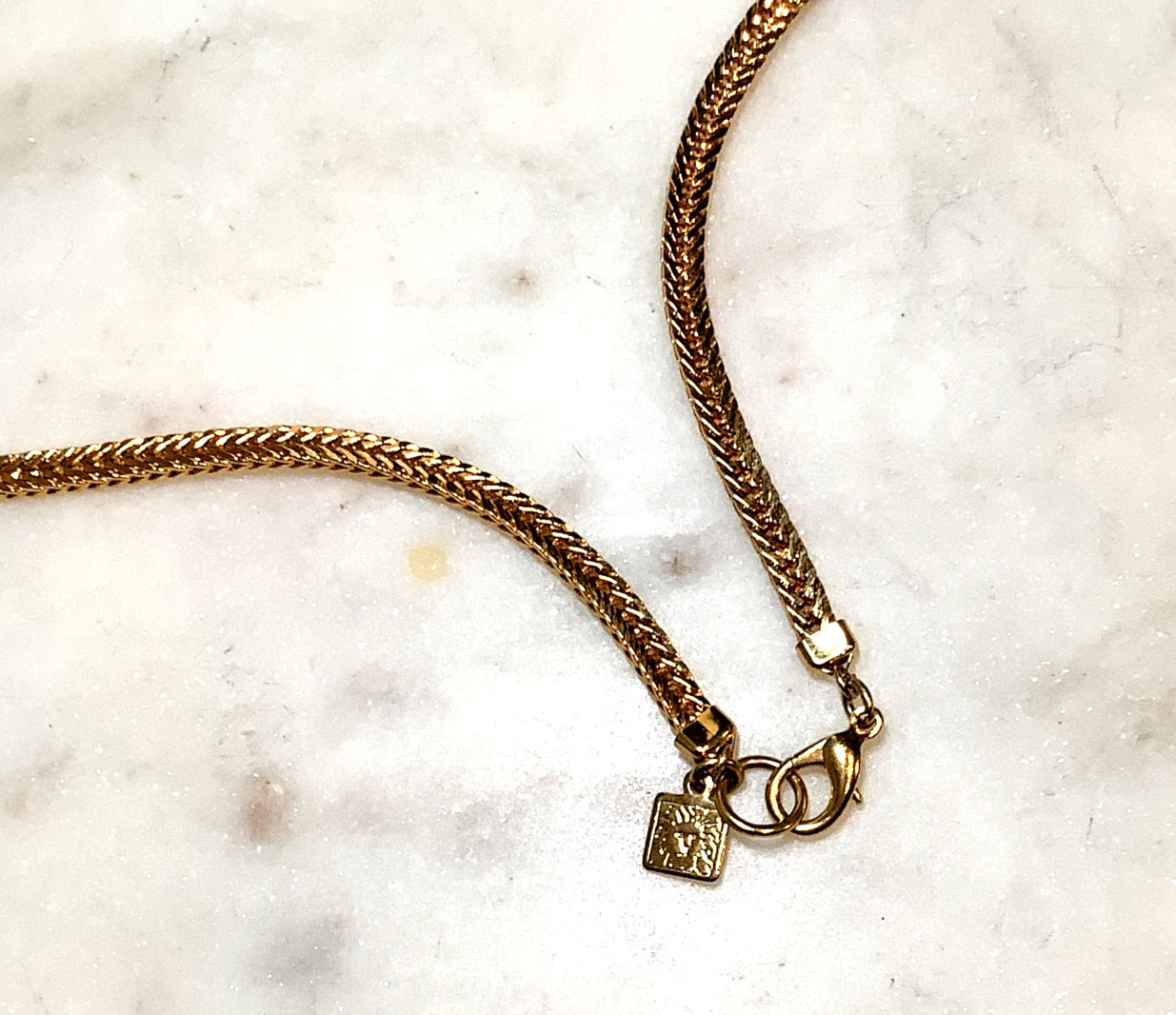 Vintage Anne Klein Necklace Heavy Foxtail Chain Long 24″ Signed Lion Tag