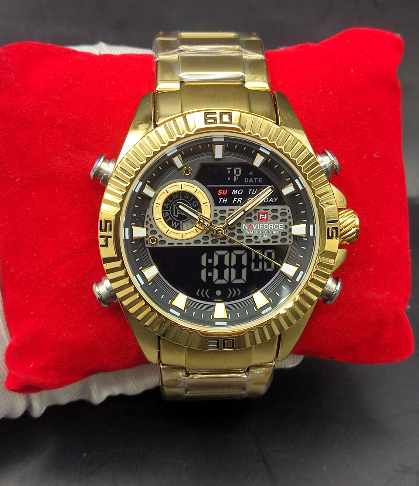 #Refurbished Naviforce Double Display Gold Plated Men’s Wrist Watch