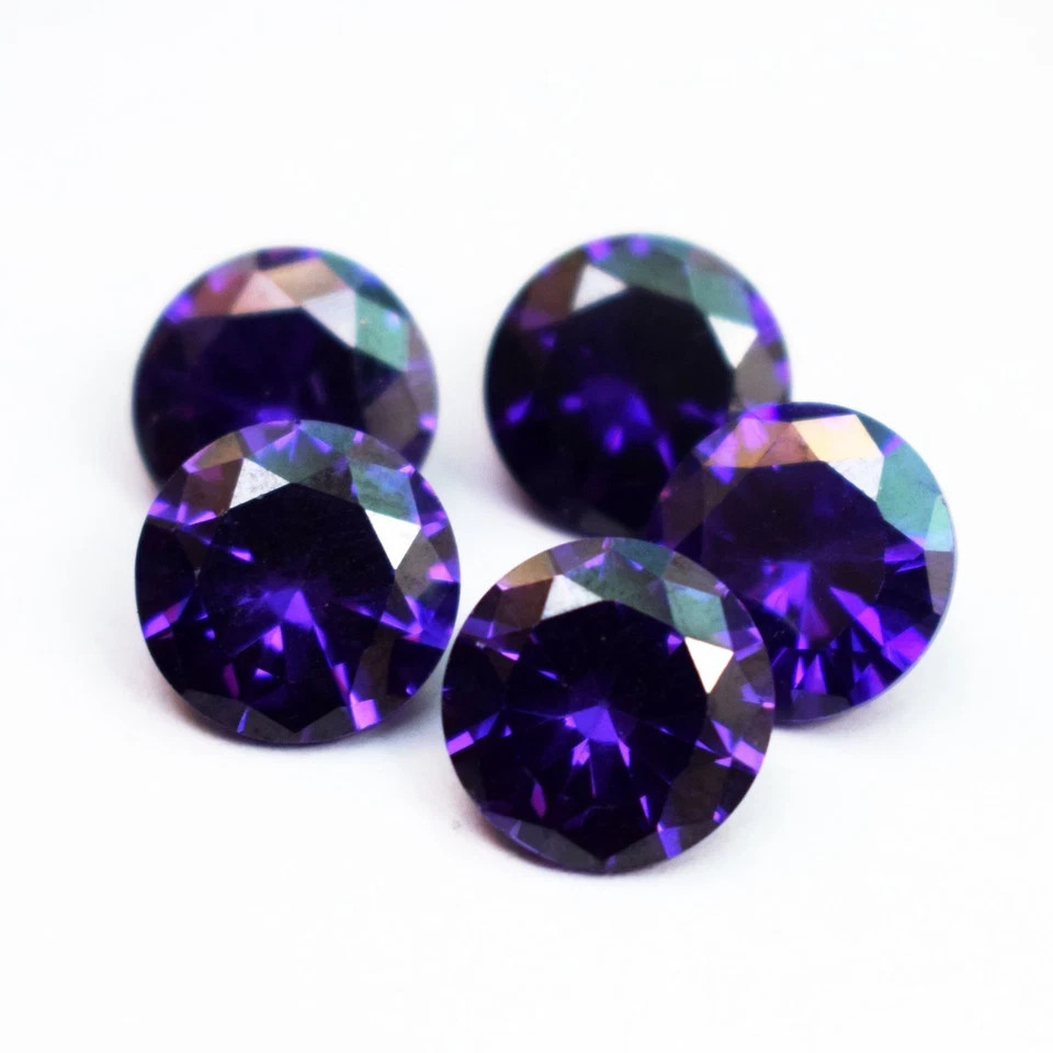 52.00 Carat Flawless Purple Amethyst Round Cut Certified 5 Pcs Gemstone Lot