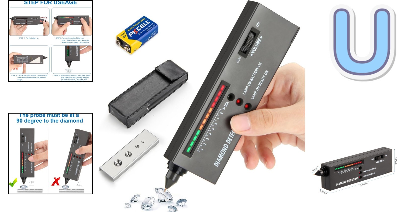 Lightweight and Compact Diamond Tester with Water Resistance for Jewelers