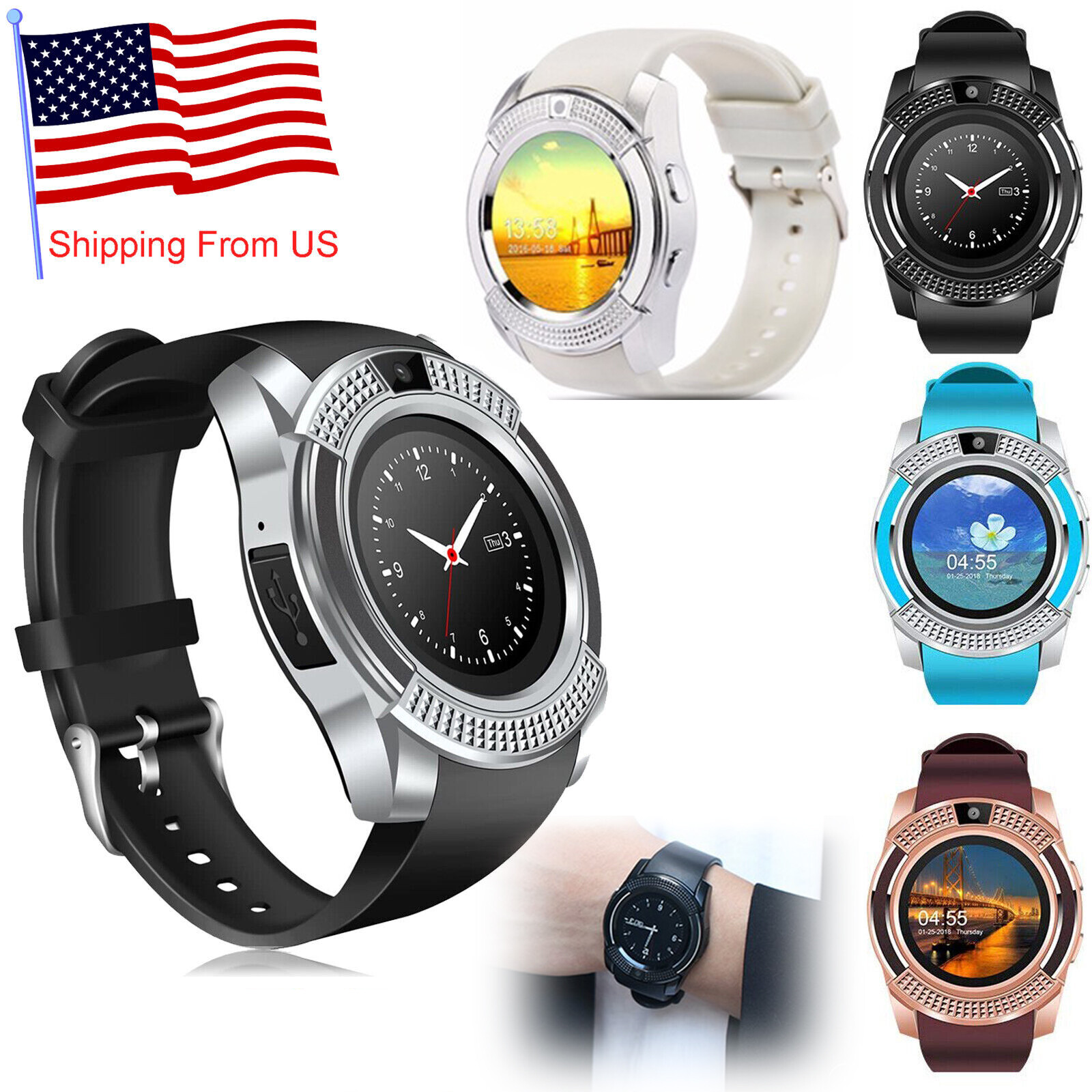 Unlocked Smart Watch Phone Sports Fitness Tracker Pedometer Sleep Monitor Watch