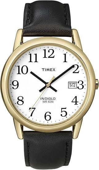 Timex T2H291 PRE-OWNED Men’s Watch Genuine Black Leather Band Quartz