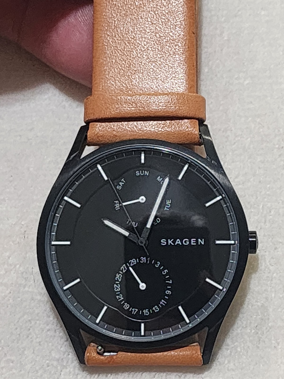 Skagen Holst Watch Men 40mm Black Dial Black Tone Daydate Round SKW6265 NICE