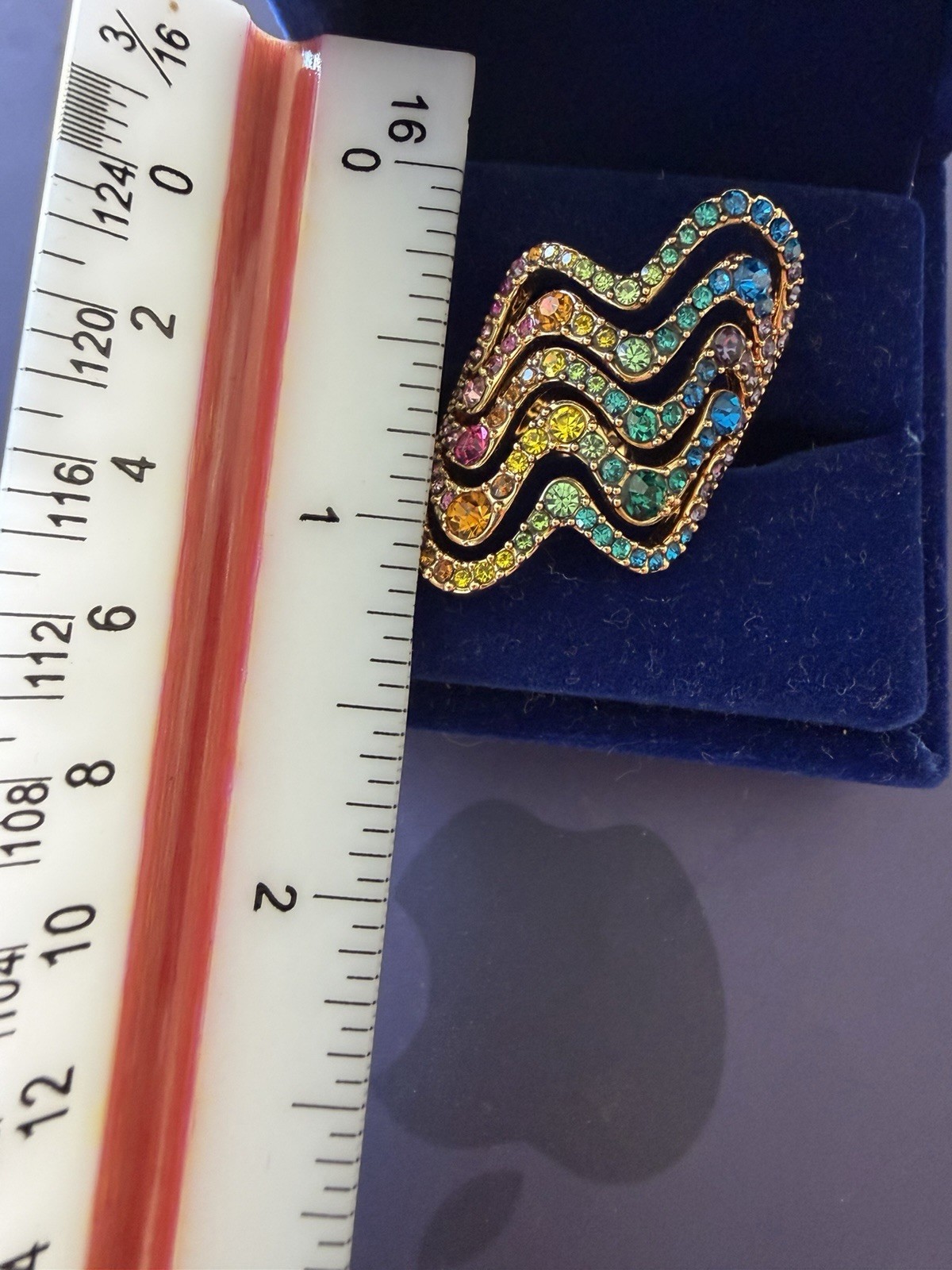 Kurt Geiger Rainbow Wave Cocktail Ring Size 7