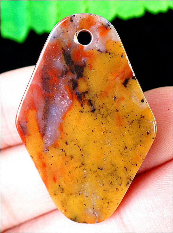 37x25x4mm Natural Colorful Gem Agate Rhombus Pendant Bead EA80745