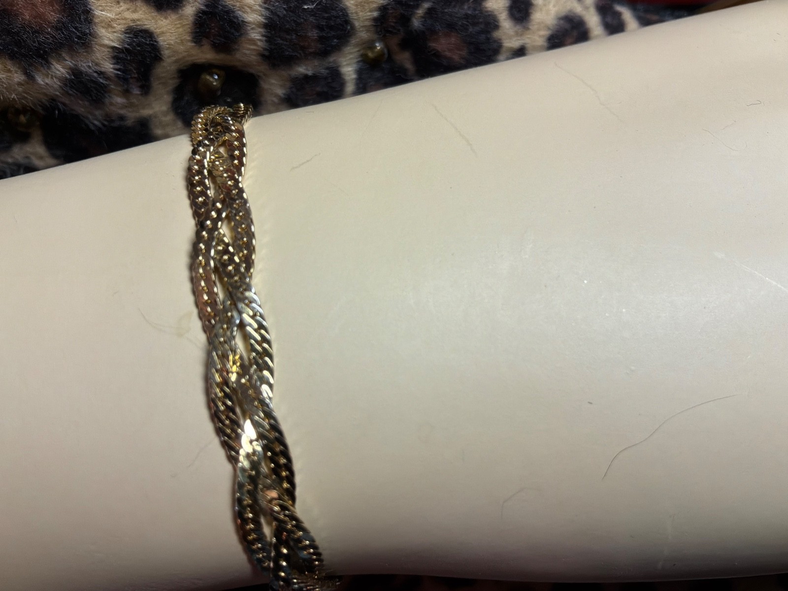 Monet gold, braided herringbone, 8 inch bracelet
