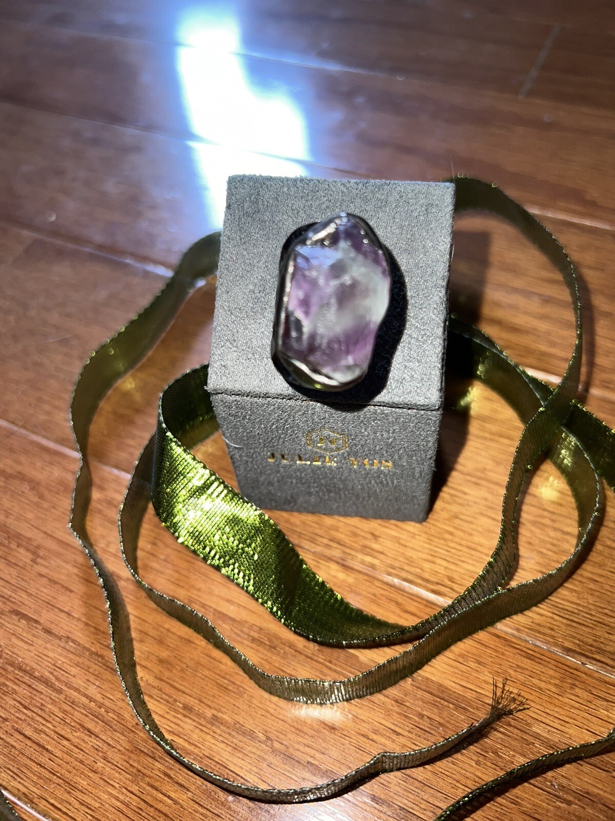 NEW Fluorite Statement Ring W/ Antiqued Copper Patina Band Sz 7-9 Adjustable